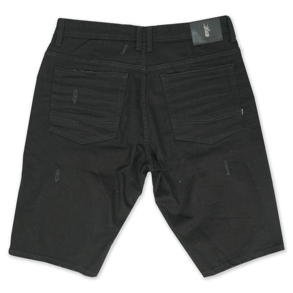 MEN'S MAKOBI STINSON SHREDDED SHORTS W/PAINT SPLASH (BLACK)