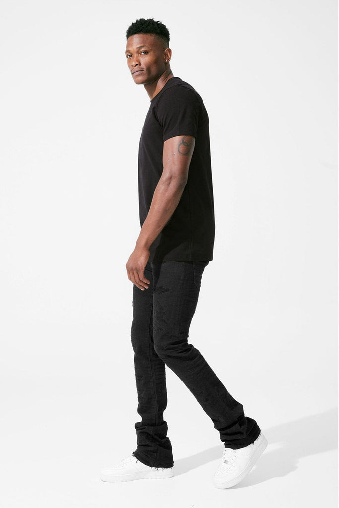 MENS JORDAN CRAIG MARTIN FIT WOLVERINE STACKED DENIM (JET BLACK)