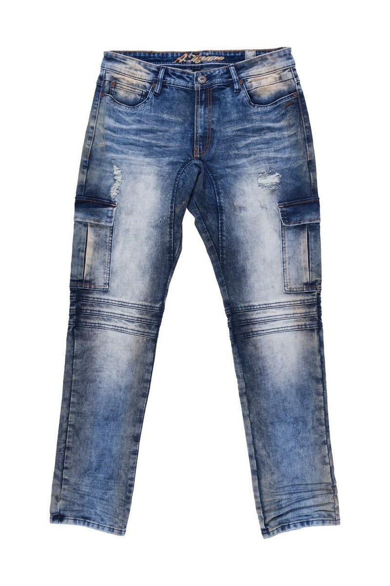 JONAS | MEN'S DENIM CARGO JEAN WITH STAIN (NAVY)