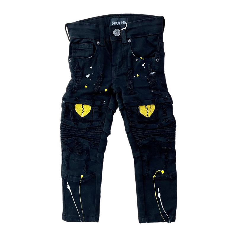 KID'S FOCUS HEART JEAN (BLACK/YELLOW)
