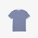 KID'S LACOSTE STRIPED POLO (WHITE/NAVY)